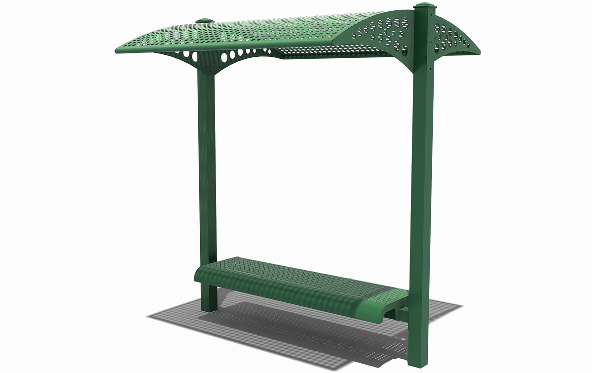 6ft Perforated Metal Bench with Shade