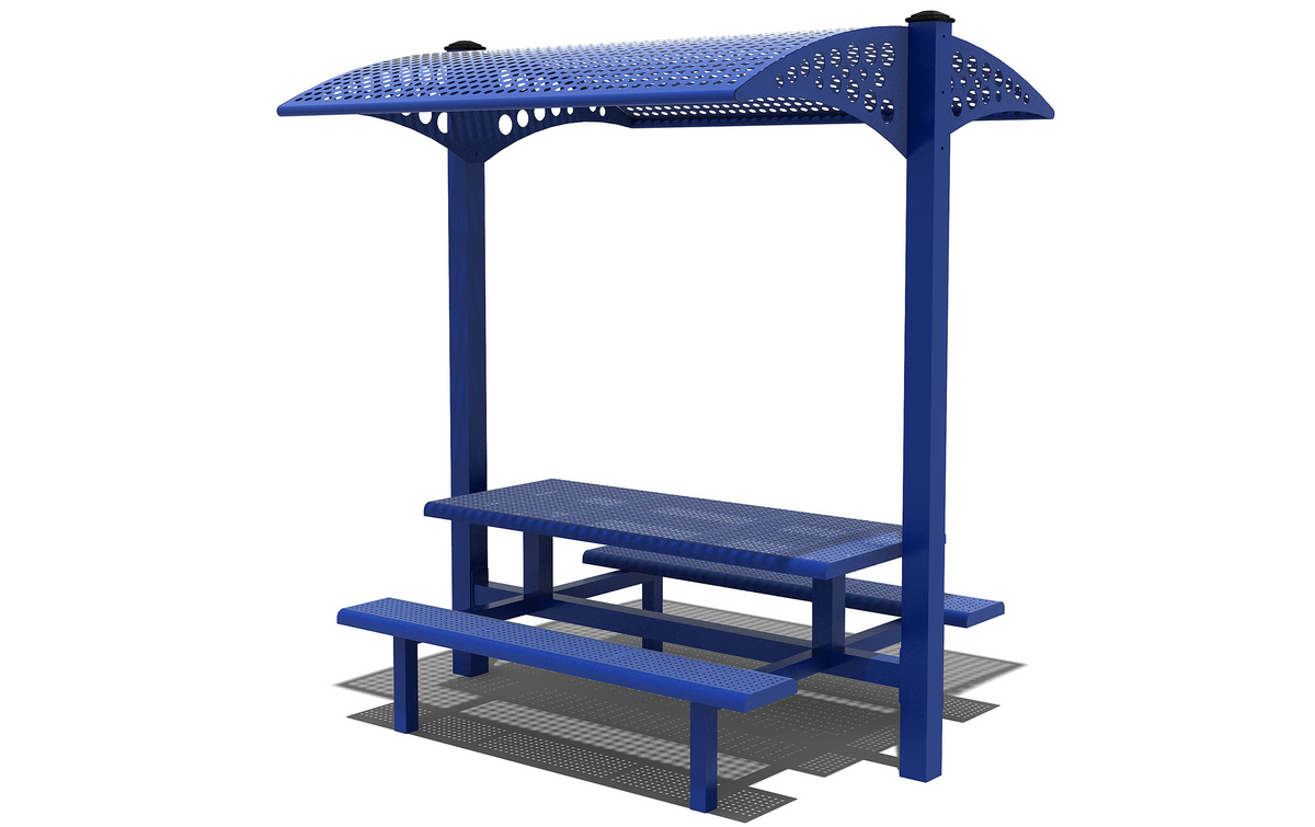 6ft Perforated Metal Picnic Table with Shade