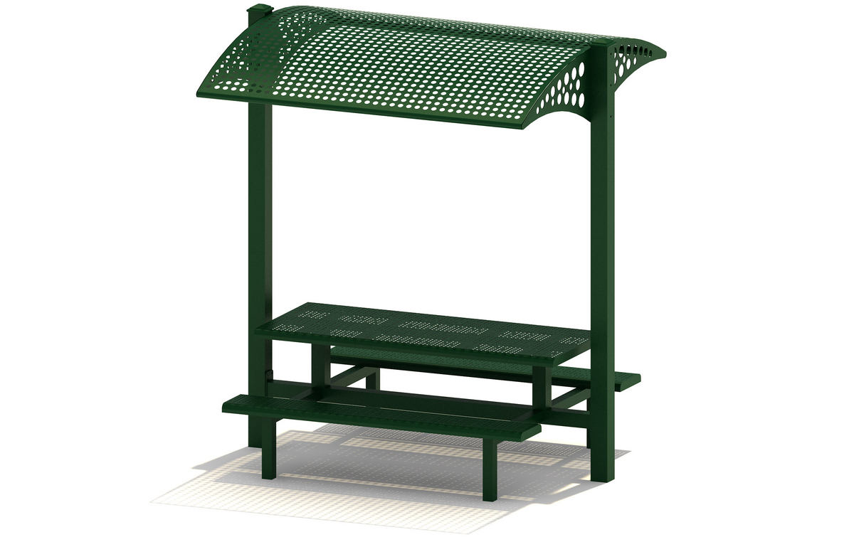 6ft Perforated Metal Picnic Table with Shade